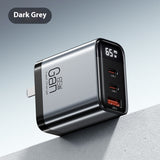 Gallium Nitride Three-port Charging Plug Smart Digital Display Mobile Phone Charger